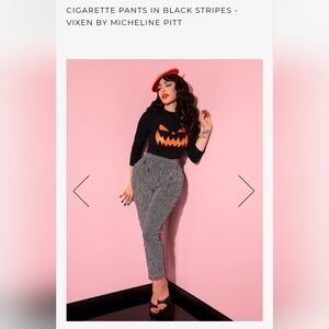 CIGARETTE PANTS IN BLACK STRIPES - VIXEN BY MICHELINE PITT 3x